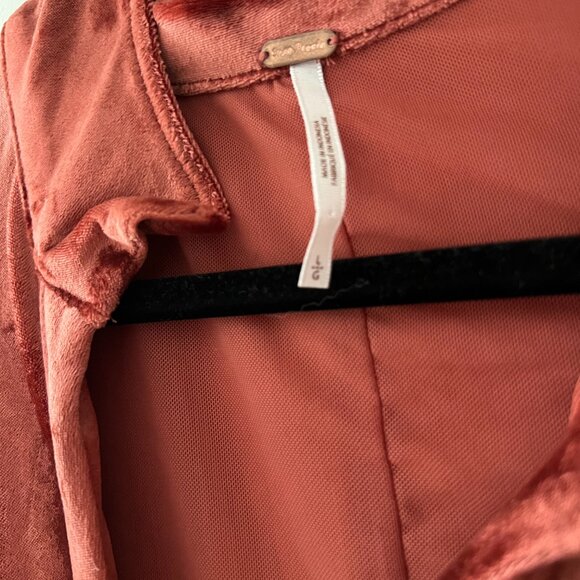 Free People Shayla Burnt Orange Velvet Mini Dress Terracotta Size L - Picture 4 of 5